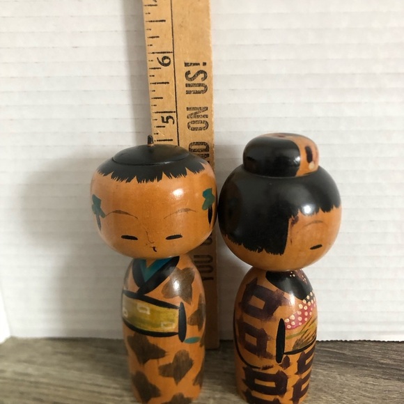 Vtg Handmade Wooden Bobble Head Kokeshi Dolls - Picture 11 of 12